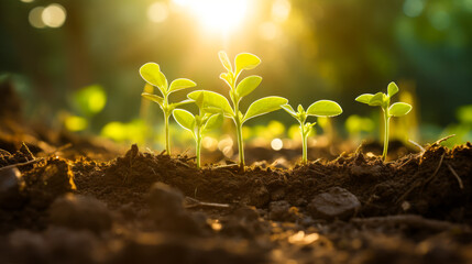 Seedling Growth in Sunlit Soil - 768136599