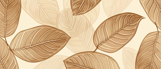Obraz premium Large leaves in golden color on a light background