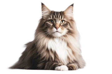 old cat 5 sitting norwegian forest months pet kitten front view grey isolated one animal adorable looking felino indoor white attentive breed portrait copy space alert cut-out domestic vertical no