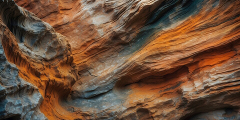 Colorful Antelope Canyon, Close-Up Photography, highlighting natural patterns and color variations indicative of geological processes. - obrazy, fototapety, plakaty