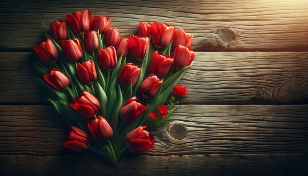 Red Tulips Heart with Text Space Love Mothers Day