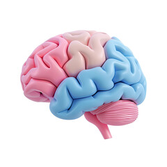 3D Icon Brain, Clay Render, Pastel Color