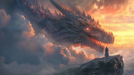 Fantasy: In a world where dragons soar the skies and magic - obrazy, fototapety, plakaty