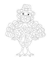 Dot thanksgiving coloring  page for kids and adults black and white coloring book page