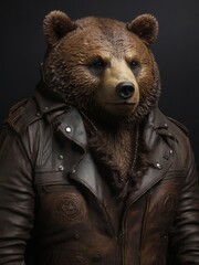 bear in a leather jacket - 768141117