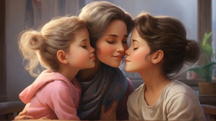 child kisses mother love - 768141126