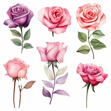 A bunch of beautiful pink roses in full bloom on a clean white background