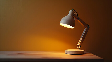 modern reading lamp,on desk,warm light from lamp,copyspace,empty space