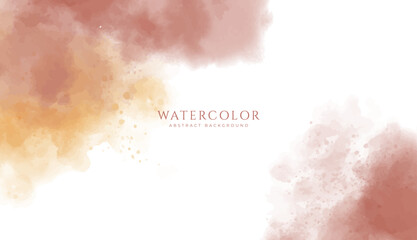 Abstract horizontal watercolor background. Neutral light red yellow colored empty space background illustration