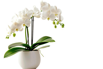 Orchid Plant in a modern Pot Isolated on Transparent Background