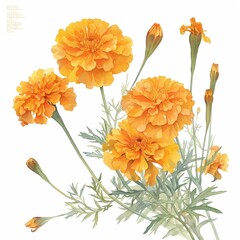A bright collection of orange and yellow marigolds