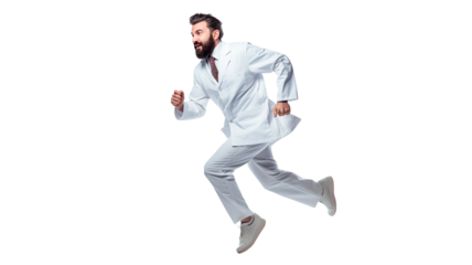 Hurrying doctor on a transparent or white background.
