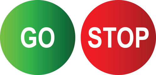 stop and go buttons vector - obrazy, fototapety, plakaty