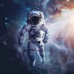 Fototapeta premium Astronaut in open space on the on galaxy and stars background .