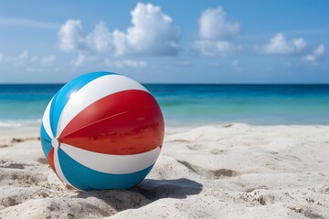 Obraz premium Dreams of vacation Beach ball pops with excitement for holidays