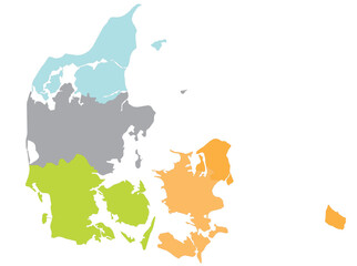 Fototapeta na wymiar Outline of the map of Denmark with regions