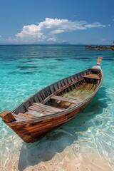Fototapeta na wymiar Small Boat Floating on Water