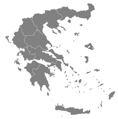 Outline of the map of Greece with regions