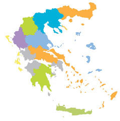 Outline of the map of Greece with regions