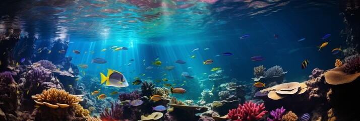 Fototapeta na wymiar Panoramic Underwater Reef Scene
