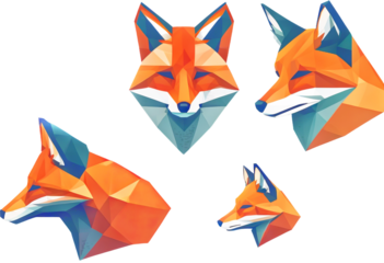 style white icon design poly style isolated icon vector design animal low fox minimalism Head flat Simple head concept background