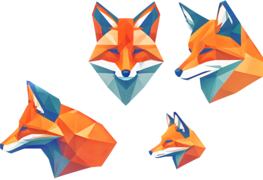 style white icon design poly style isolated icon vector design animal low fox minimalism Head flat Simple head concept background