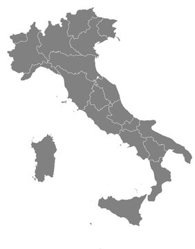 Outline of the map of Italy with regions