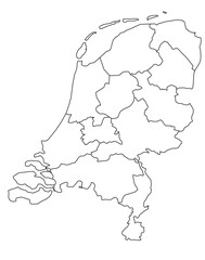 Outline of the map of Netherlands with regions