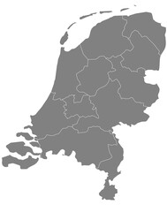 Outline of the map of Netherlands with regions