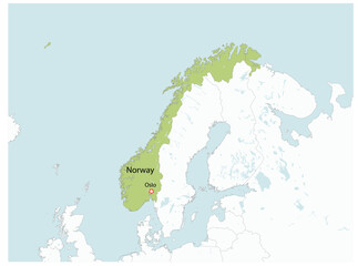 Outline of the map of Norway with regions