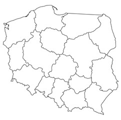 Outline of the map of Poland with regions © alvindom