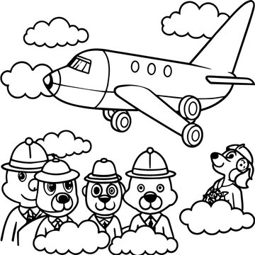 cartoon airplane in the sky