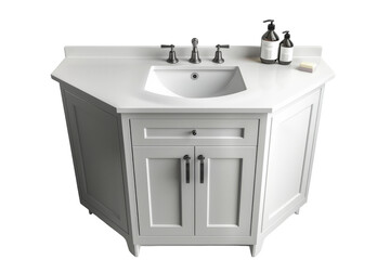 A pristine white bathroom sink gleams on a matching counter top