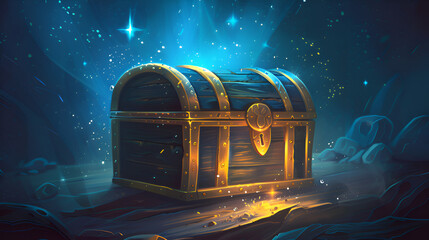 treasure chest with gold coins - obrazy, fototapety, plakaty