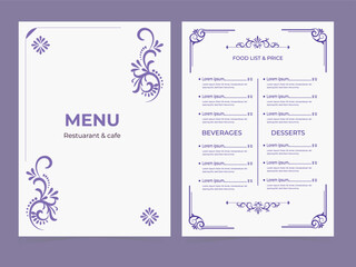Restaurant menu design and vector brochure template
