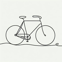 Minimalistic Line Drawing, Black on White, Simplistic Bicycle Art