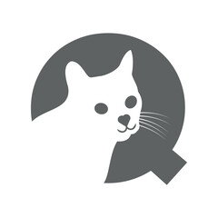 Initial cat Logo combine with letter Q vector template