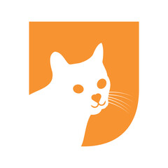 Initial cat Logo combine with letter U vector template