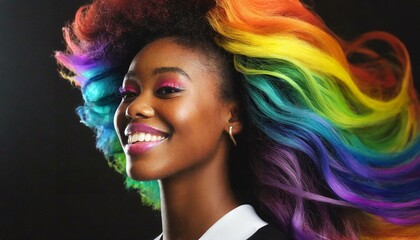 Fototapeta premium youn woman with rainbow dyed hair