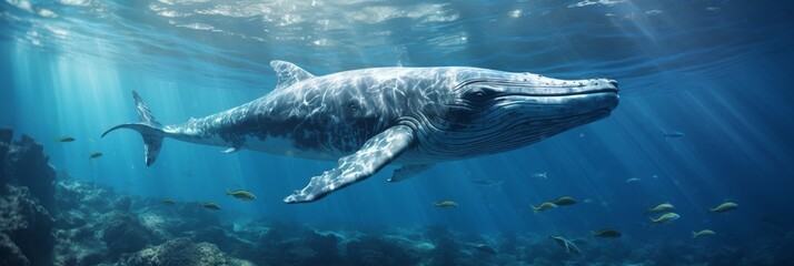 Fototapeta premium Serene Depths: Humpback Whale Glide