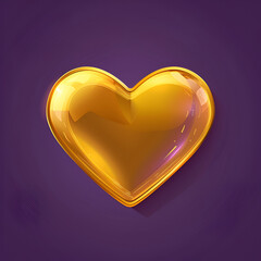 Vector icon of a golden heart purple background