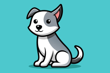 Cute Dog sitting cartoon vector icon illustration animal nature icon concept isolated flat vector