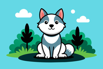Cute Dog sitting cartoon vector icon illustration animal nature icon concept isolated flat vector