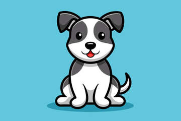 Cute Dog sitting cartoon vector icon illustration animal nature icon concept isolated flat vector