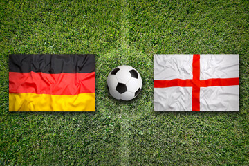 Germany vs. England flags on soccer field