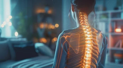 Fotobehang Digital concept a woman spine pain with modern visual examination. Generated AI image © saifur