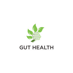 Gut logo with leaves. Vector intestine logo combination.