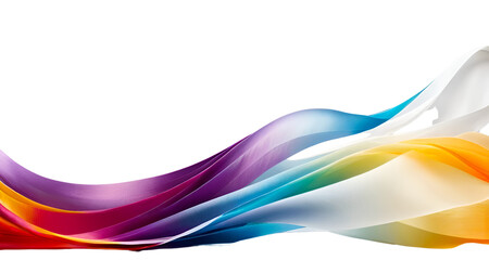 Abstract colorful ribbons or strips like wave on white background. 3d render