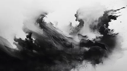 Store enrouleur Gris 2 Black ink wash painting of a landscape with Japanese oriental style.