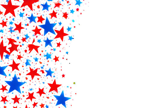 Presidents stars american white Stars day Illustration confetti July Vector USA sparkles Red background Blue isolated patriotic backdrop 4th banner
